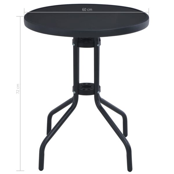 vidaXL Garden Table Black 60 cm Steel and Glass