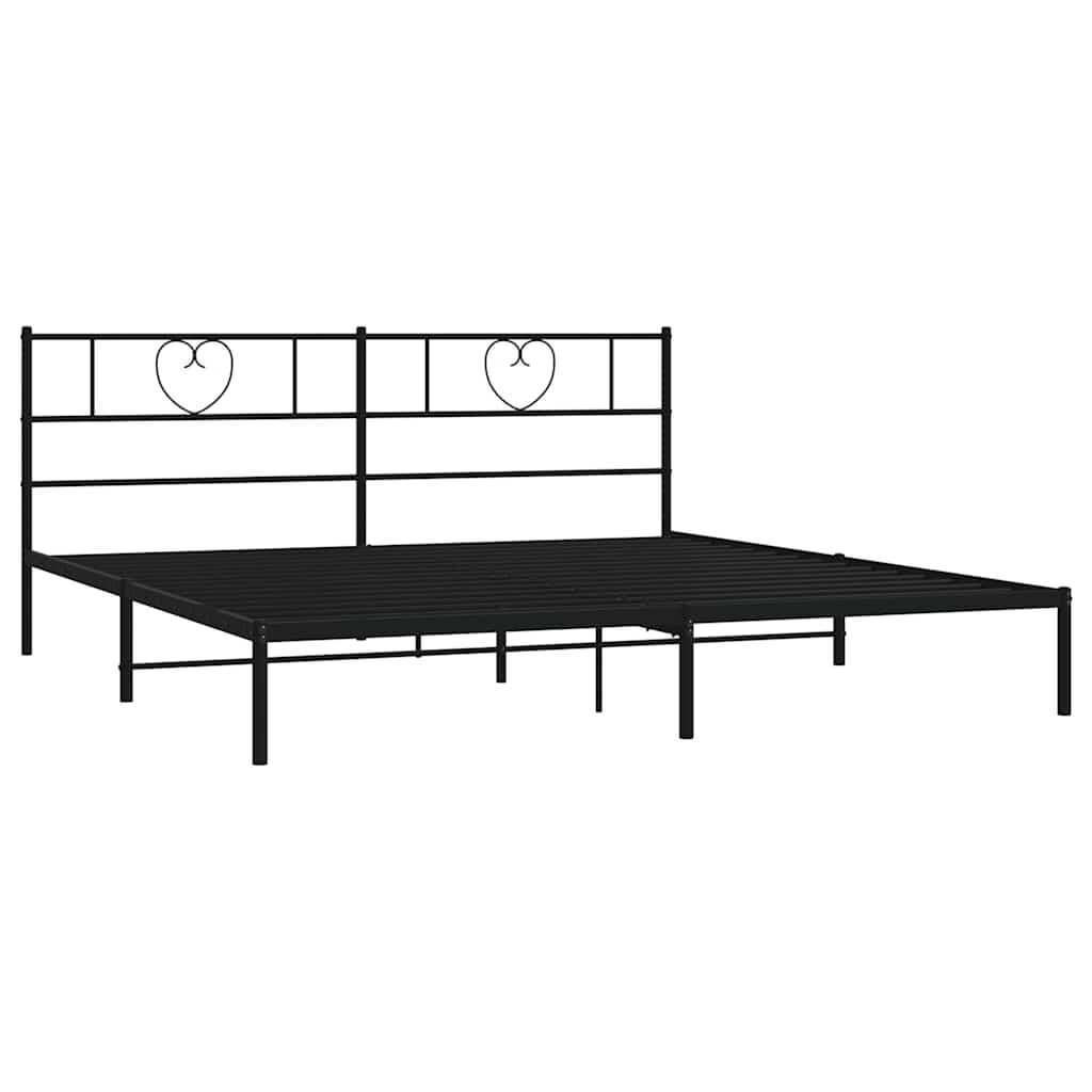 vidaXL Metal Bed Frame without Mattress with Headboard Black 193x203cm