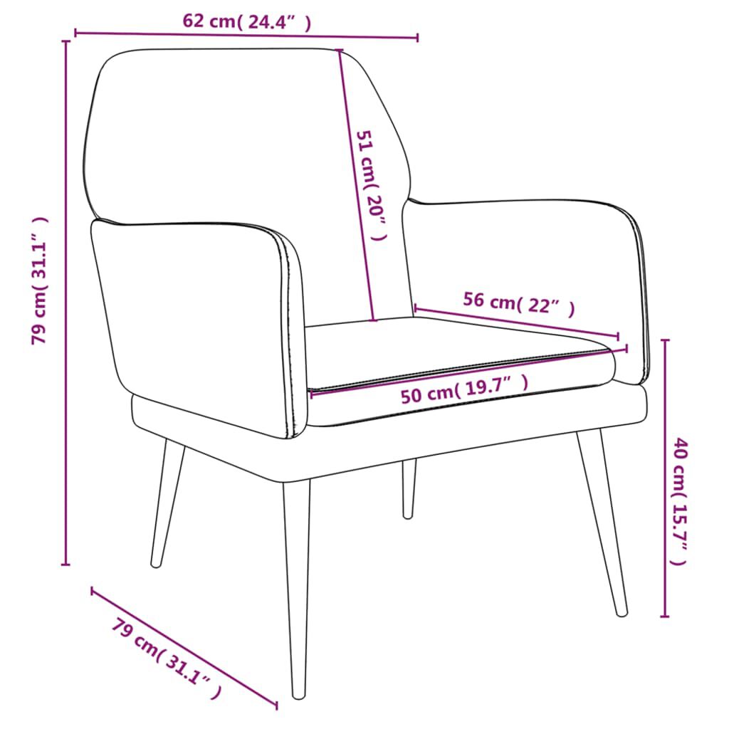 vidaXL Armchair Black 62x79x79 cm Velvet