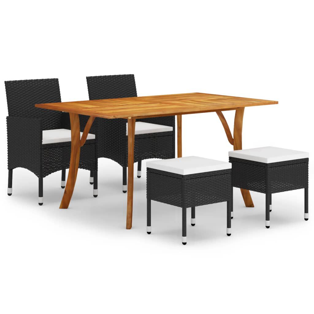 vidaXL 5 Piece Garden Dining Set Black