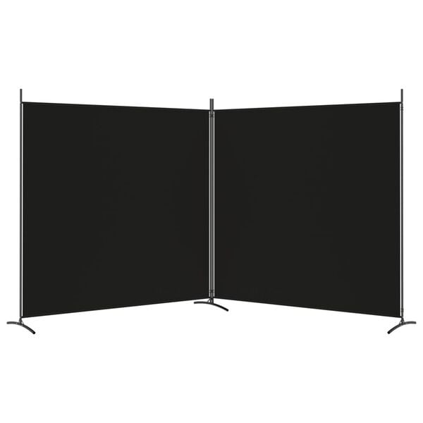 vidaXL 2-Panel Room Divider Black 348x180 cm Fabric