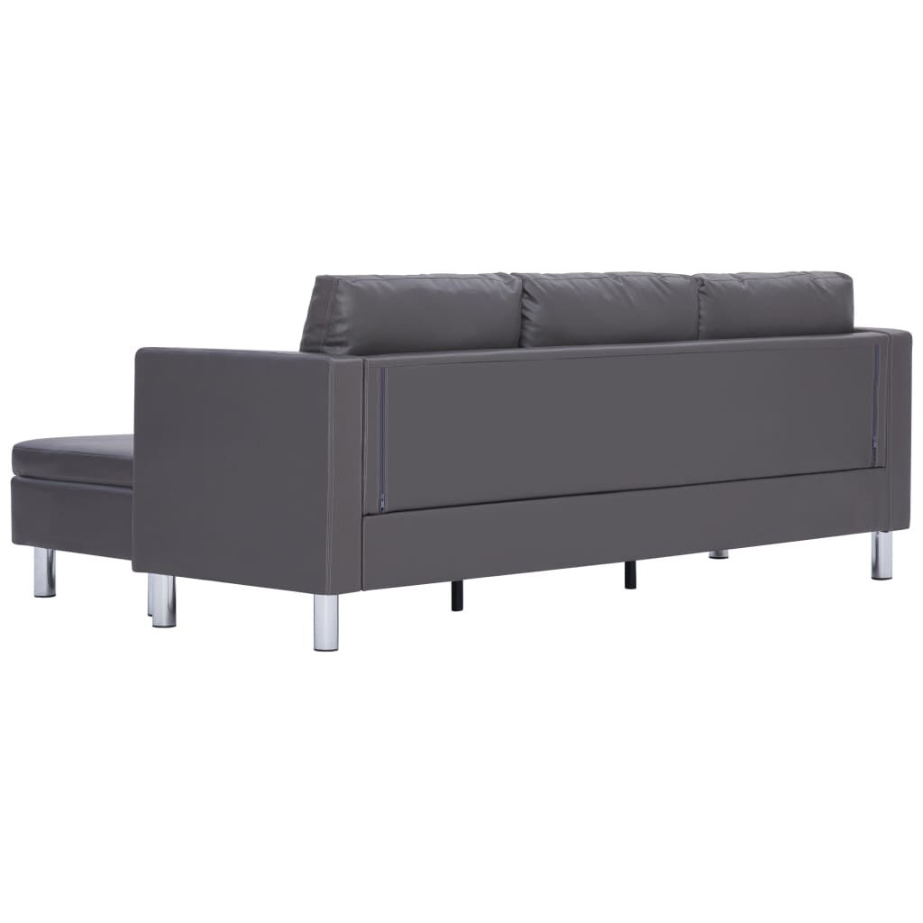 vidaXL 3-Seater Sofa with Cushions Gray Faux Leather