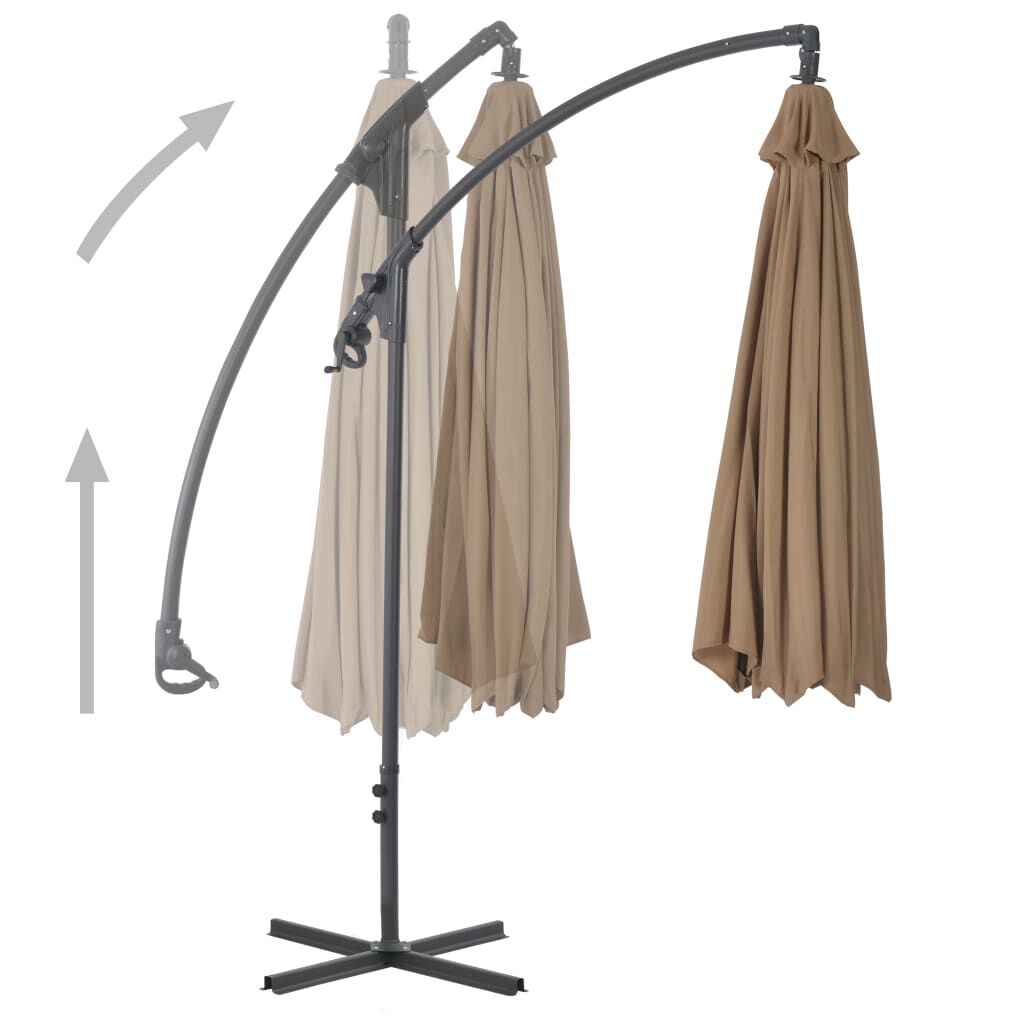 vidaXL Cantilever Garden Parasol with Steel Pole 300 cm Taupe