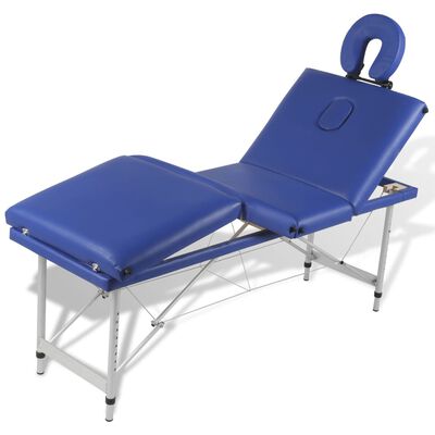 Blue Foldable Massage Table 4 Zones with Aluminium Frame