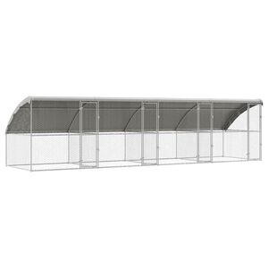 vidaXL Dog Kennel with Storage 4 pcs Silver 8 x 2 x 2 m Steel