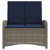 vidaXL Reclining Garden Bench with Cushions Grey Poly Rattan