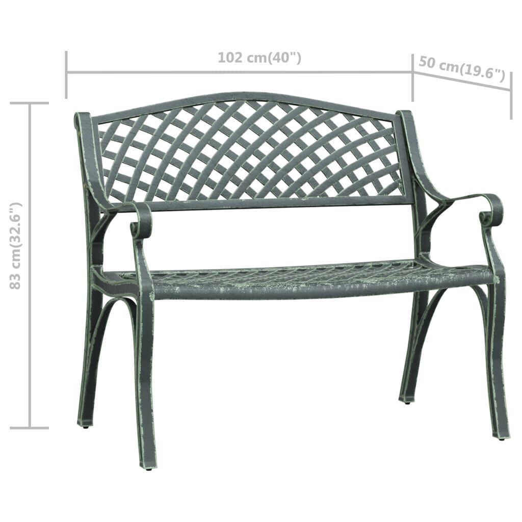 vidaXL Garden Bench 102 cm Cast Aluminium Green