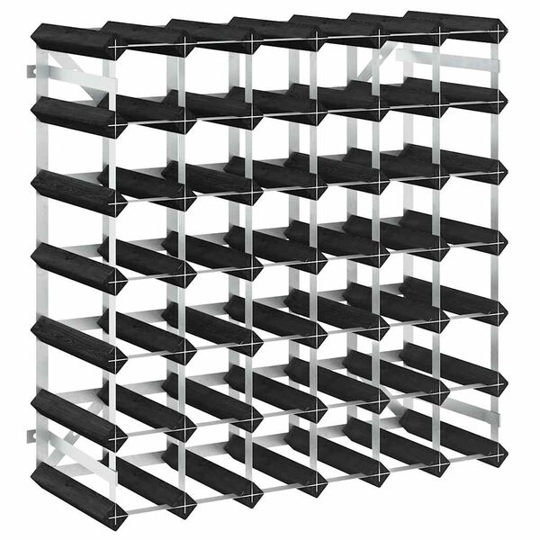 vidaXL Wine Rack for 42 Bottles Black Solid Pine Wood