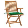 vidaXL Garden Chairs 2 pcs with Green Cushions Solid Teak Wood