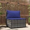 vidaXL Garden Middle Sofa with Cushions Grey Poly Rattan