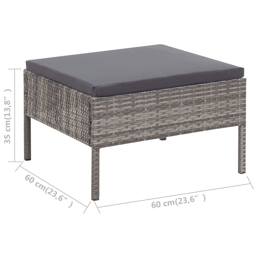 vidaXL 5 Piece Garden Sofa Set with Cushions Poly Rattan Grey