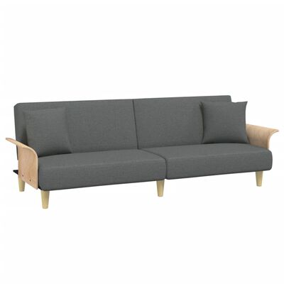 vidaXL Sofa Bed with Armrests Dark Grey Fabric