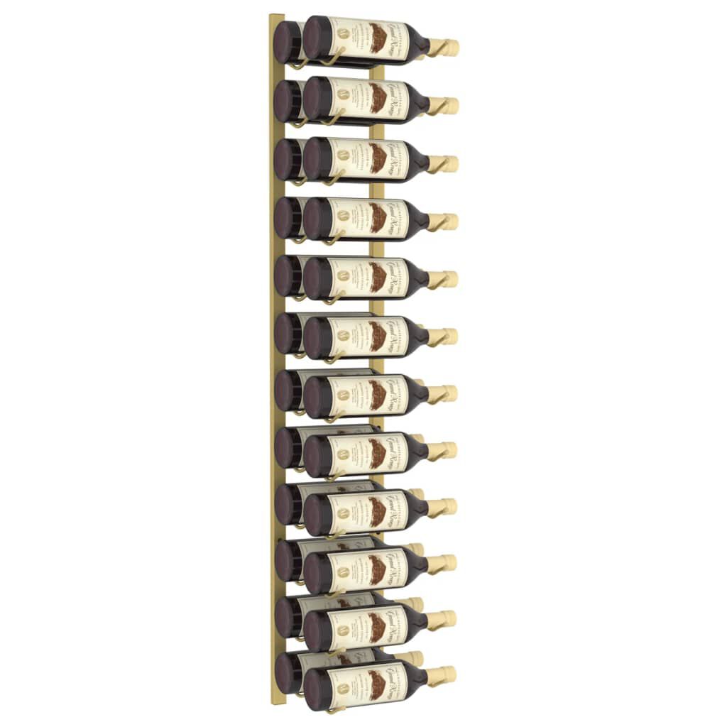 vidaXL Wall Mounted Wine Rack for 24 Bottles Gold Iron