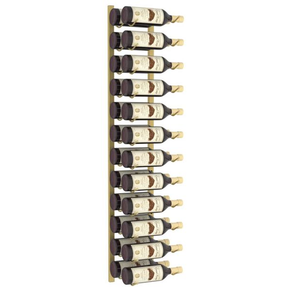 vidaXL Wall Mounted Wine Rack for 24 Bottles Gold Iron