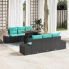 vidaXL Garden Sofa Set with Storage 7 pcs Black Poly rattan
