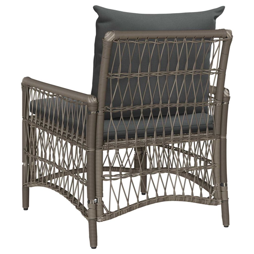 vidaXL Garden Chair with Cushions Grey Poly Rattan