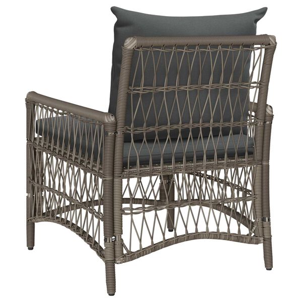 vidaXL Garden Chair with Cushions Grey Poly Rattan