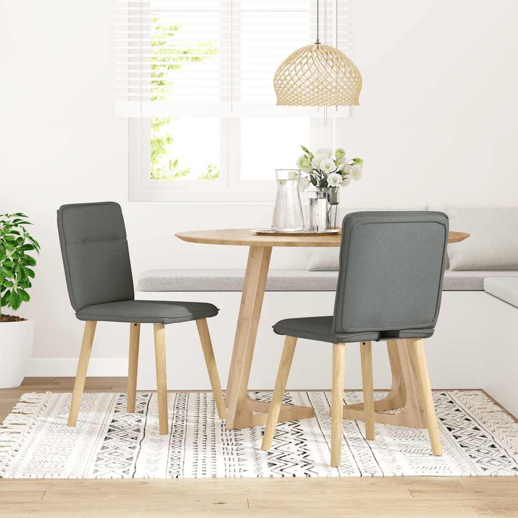 vidaXL Dining Chairs 2 pcs Dark Grey Fabric