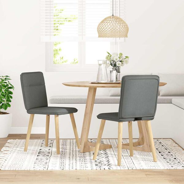 vidaXL Dining Chairs 2 pcs Dark Grey Fabric