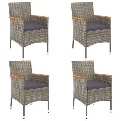 vidaXL 5 Piece Garden Dining Set with Cushions Grey Poly Rattan