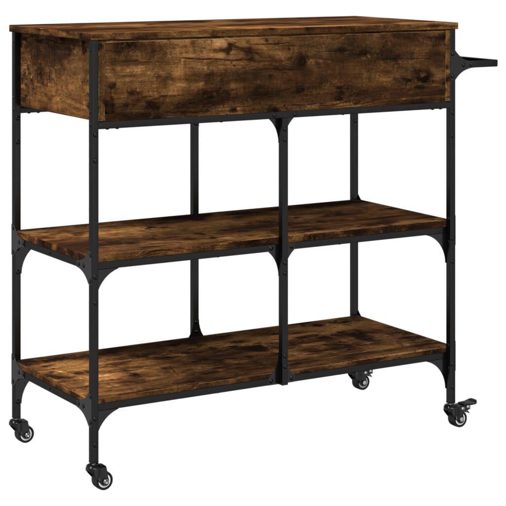 vidaXL Kitchen Trolley Smoked Oak 105x42x95 cm Engineered Wood