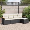 vidaXL 5 Piece Garden Sofa Set with Cushions Black Poly Rattan