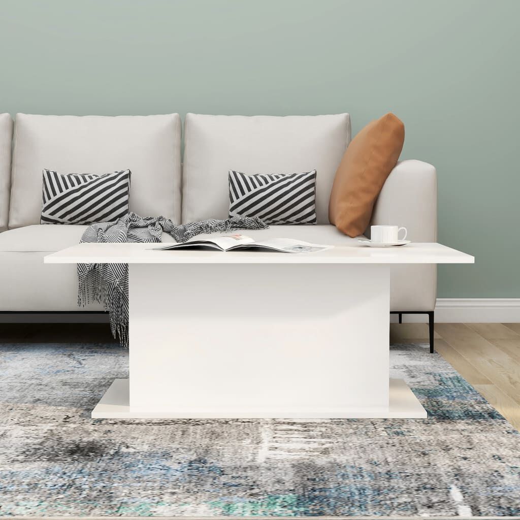 vidaXL Coffee Table High Gloss White 102x55.5x40 cm Engineered Wood