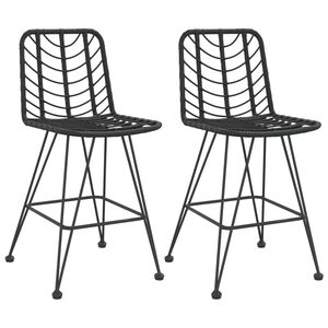 vidaXL Bar Stools 2 pcs Black 45x56x103.5 cm PE Rattan and Steel