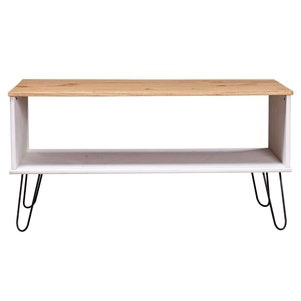 vidaXL Coffee Table New York White and Light Wood Solid Pine Wood