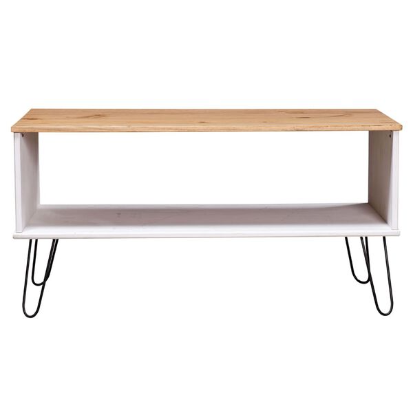 vidaXL Coffee Table New York White and Light Wood Solid Pine Wood