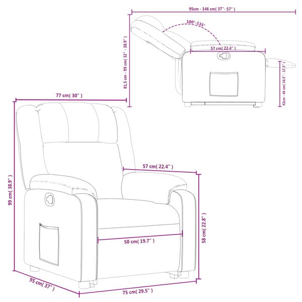 vidaXL Stand up Recliner Chair Light Grey Fabric
