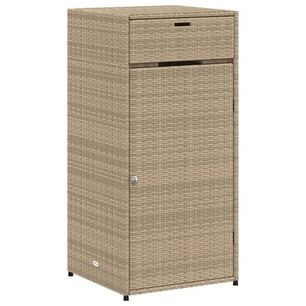 vidaXL Garden Storage Cabinet Beige 55x55x111 cm Poly Rattan