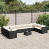 vidaXL 11 Piece Garden Lounge Set with Cushions Black Poly Rattan