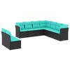 vidaXL 9 Piece Garden Sofa Set with Cushions Black Poly Rattan