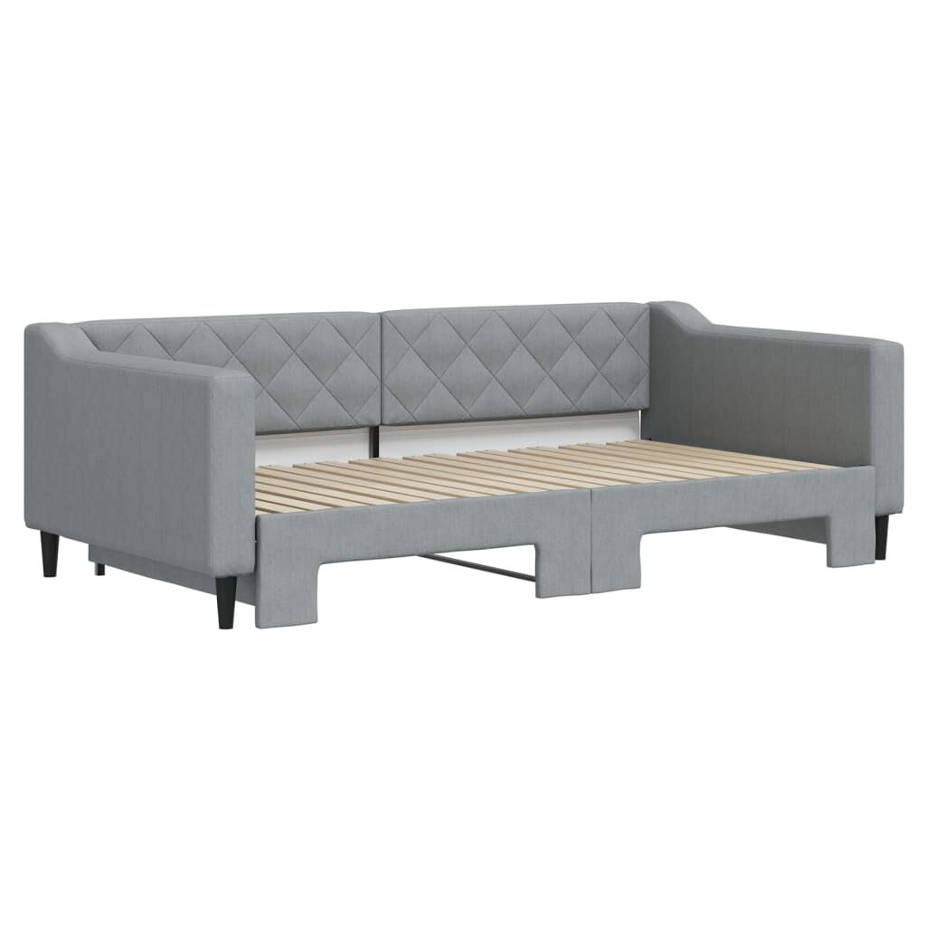vidaXL Daybed with Trundle without Mattress Light Grey 100x190 cm