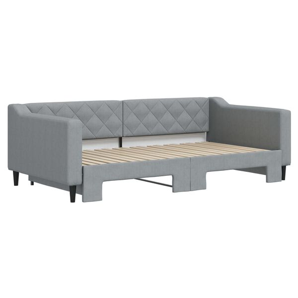 vidaXL Daybed with Trundle without Mattress Light Grey 100x190 cm