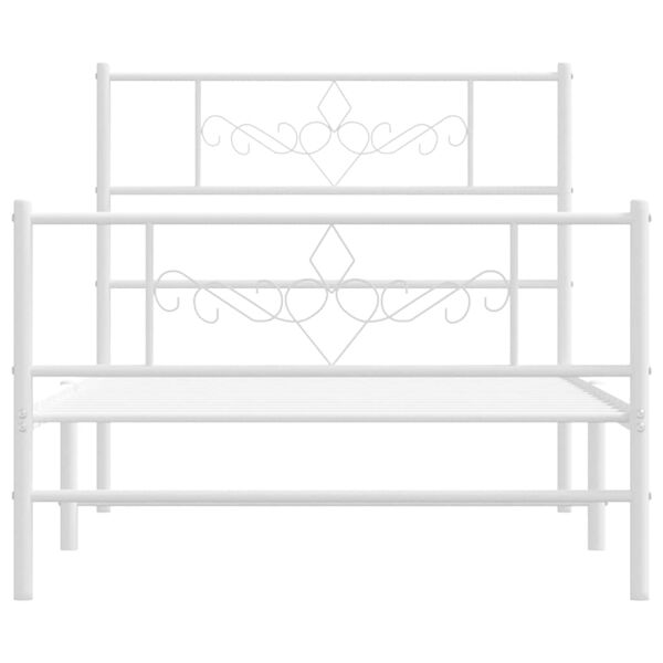 vidaXL Metal Bed Frame without Mattress with Footboard White 100x190cm
