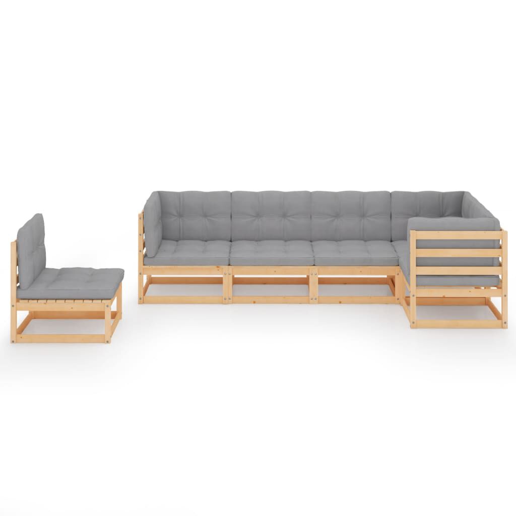 vidaXL 6 Piece Garden Lounge Set with Cushions Solid Pinewood