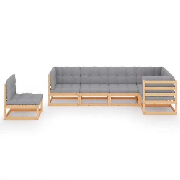 vidaXL 6 Piece Garden Lounge Set with Cushions Solid Pinewood
