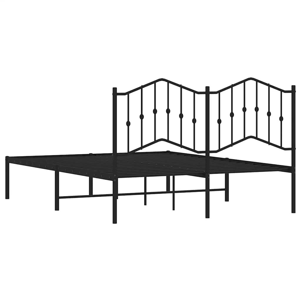 vidaXL Metal Bed Frame without Mattress with Headboard Black 150x200cm