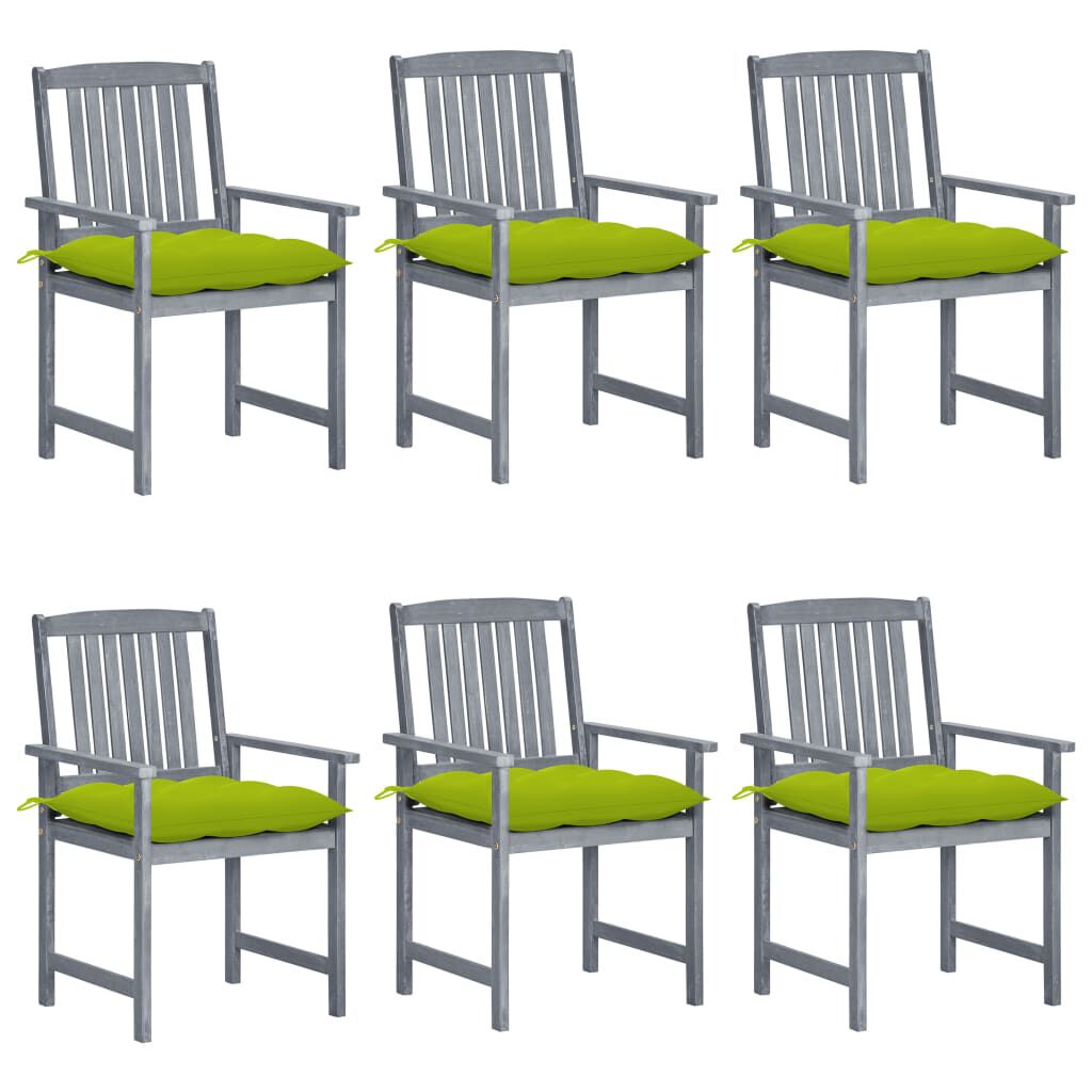 vidaXL Garden Chairs with Cushions 6 pcs Solid Acacia Wood Grey