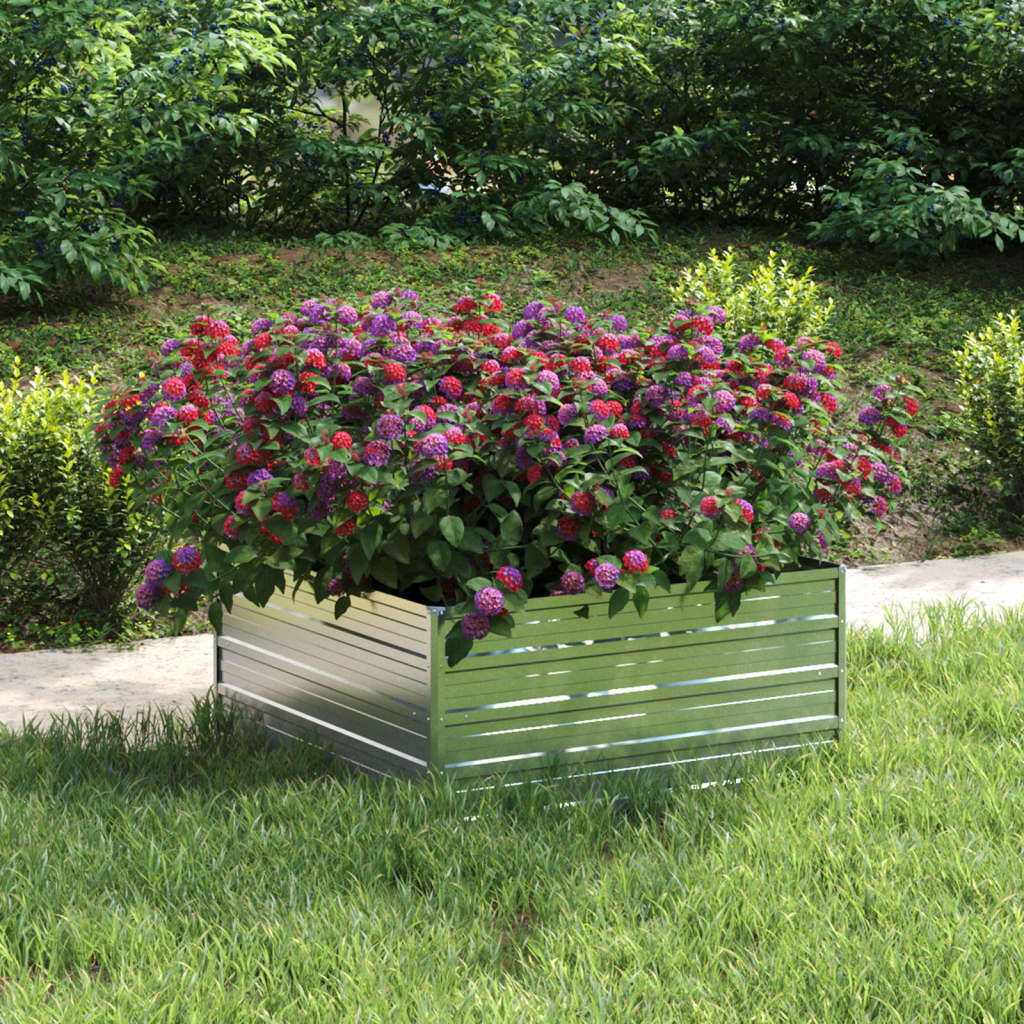 vidaXL Garden Raised Bed 100x100x45 cm Galvanized Steel Silver