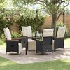 vidaXL Garden Dining Set with Cushion 5 pcs Black Poly Rattan