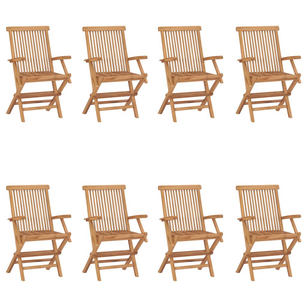 vidaXL Folding Garden Chairs 8 pcs Solid Teak Wood