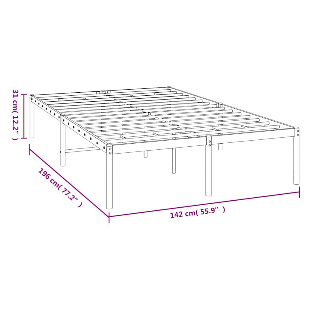 vidaXL Metal Bed Frame without Mattress White 135x190cm
