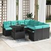 vidaXL Garden Sofa Set with Cushion 9 pcs Black Poly rattan