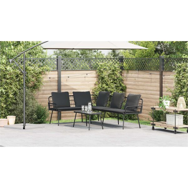 vidaXL L-Shaped Sofa Black 231x173x78 cm Poly Rattan