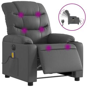vidaXL Electric Massage Recliner Chair Grey Faux Leather
