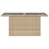 vidaXL Garden Table with Glass Top Beige 100x55x73 cm Poly Rattan