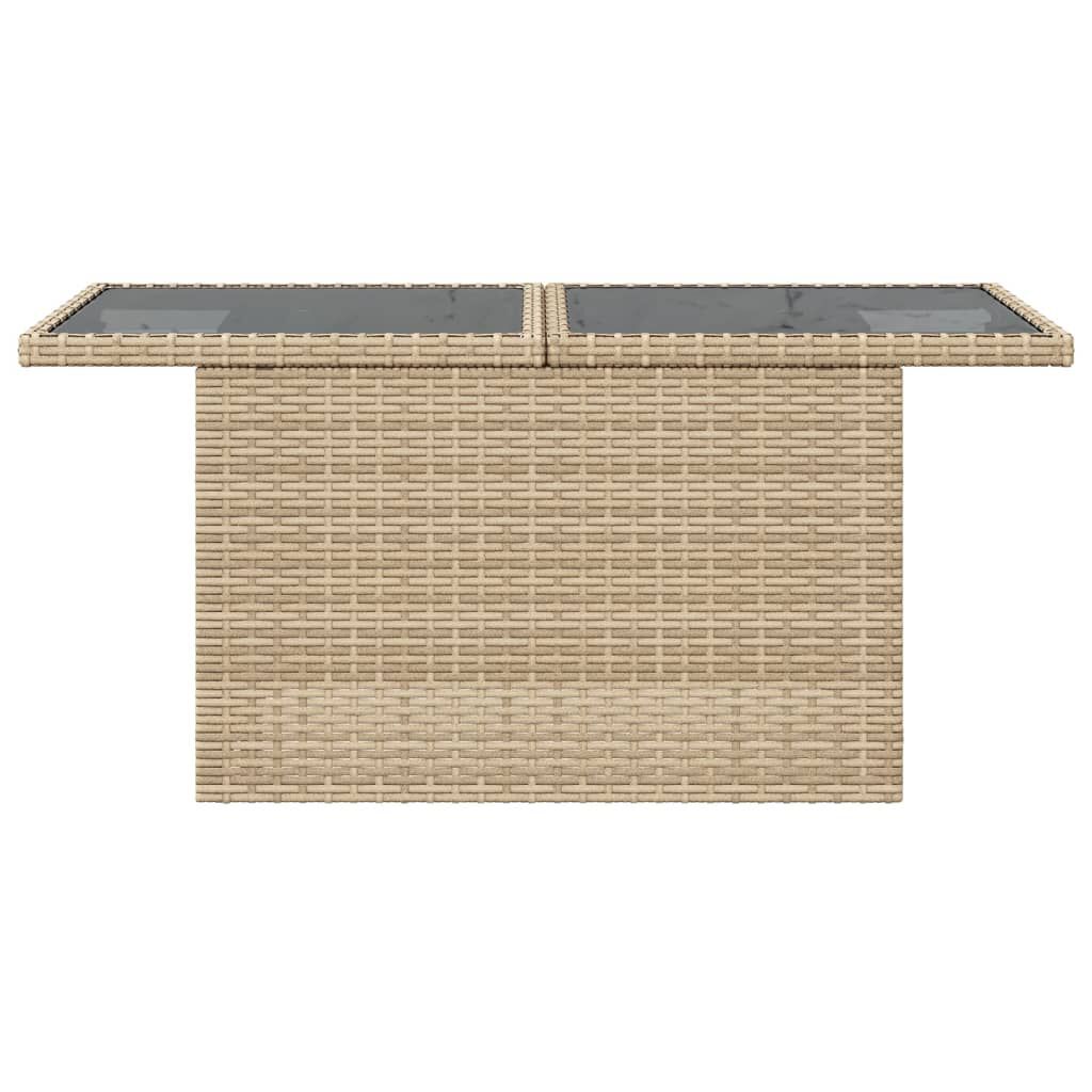 vidaXL Garden Table with Glass Top Beige 100x55x73 cm Poly Rattan